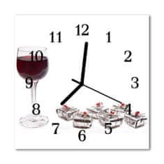 tulup.si Steklena kvadratna ura Kozarec za vino 30x30 cm Črne kazalke