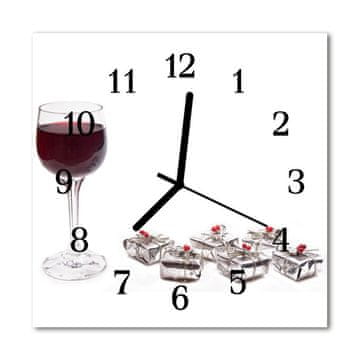 tulup.si Steklena kvadratna ura Kozarec za vino 30x30 cm Črne kazalke