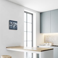 tulup.si Steklena kvadratna ura Mestne stavbe 30x30 cm Črne kazalke