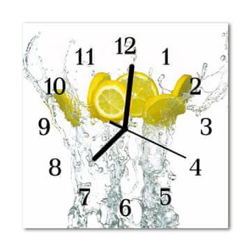 tulup.si Steklena kvadratna ura Limone voda 30x30 cm Črne kazalke