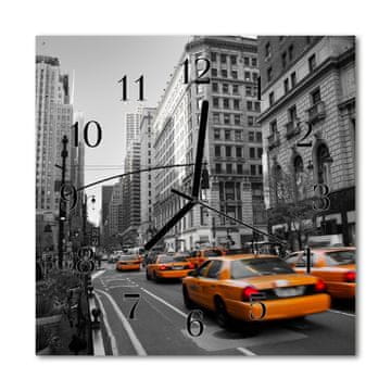 tulup.si Steklena kvadratna ura Taxi new york 30x30 cm Črne kazalke