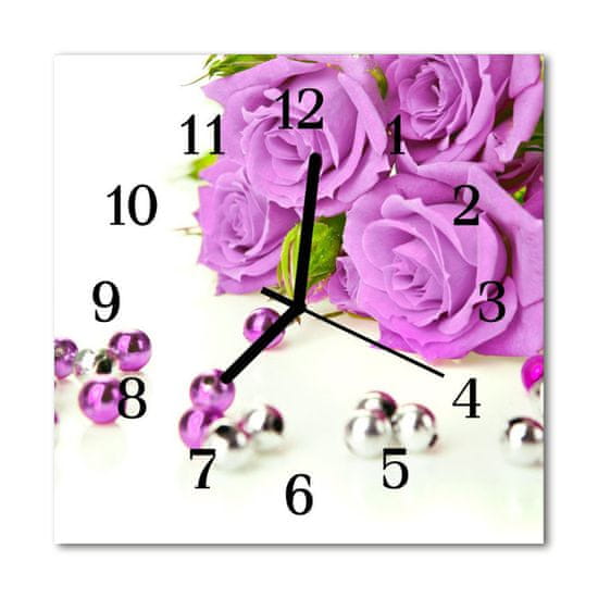 tulup.si Steklena kvadratna ura Roses 30x30 cm Črne kazalke