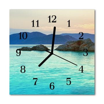 tulup.si Steklena kvadratna ura Morje otok 30x30 cm Črne kazalke