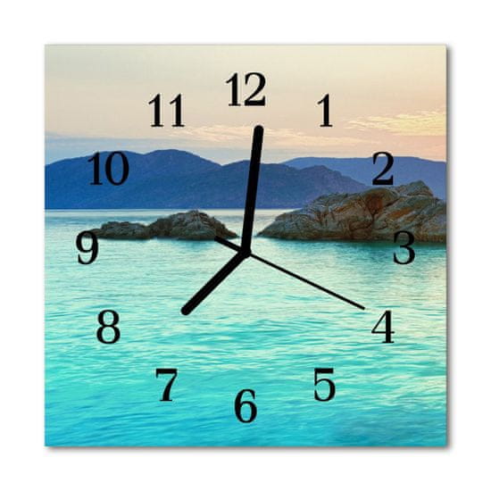 tulup.si Steklena kvadratna ura Morje otok 30x30 cm Črne kazalke