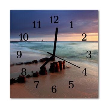tulup.si Steklena kvadratna ura Plaža morje 30x30 cm Črne kazalke