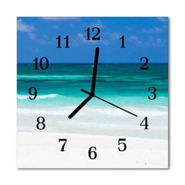 tulup.si Steklena kvadratna ura Plaža morje 30x30 cm Črne kazalke