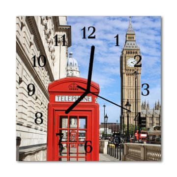 tulup.si Steklena kvadratna ura London 30x30 cm Črne kazalke