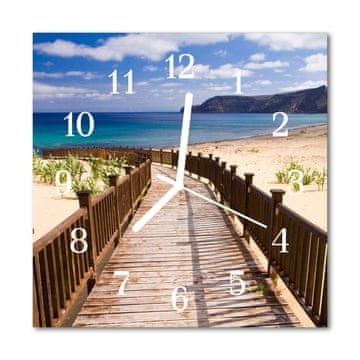 tulup.si Steklena kvadratna ura Plaža morje 30x30 cm
