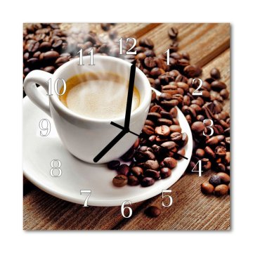 tulup.si Steklena kvadratna ura Kava mug 30x30 cm