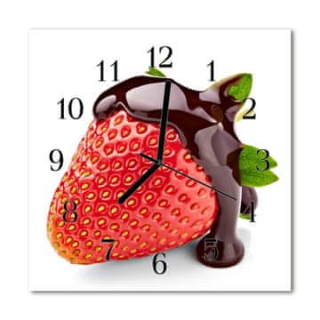 tulup.si Steklena kvadratna ura Jagode čokolada 30x30 cm Črne kazalke