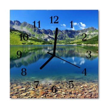 tulup.si Steklena kvadratna ura Gorsko jezero 30x30 cm Črne kazalke