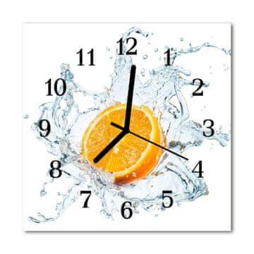 tulup.si Steklena kvadratna ura Voda oranžna 30x30 cm Črne kazalke
