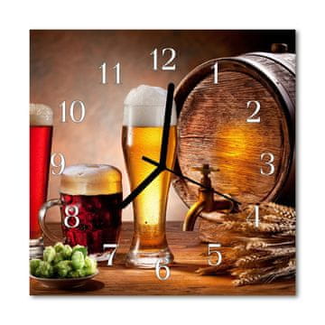 tulup.si Steklena kvadratna ura Pivo sod 30x30 cm