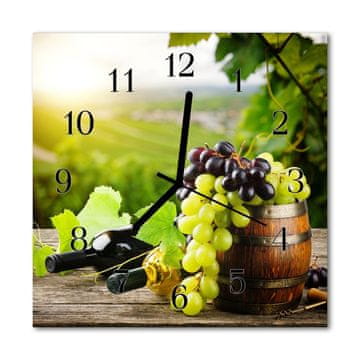tulup.si Steklena kvadratna ura Grozdje za vino 30x30 cm Črne kazalke