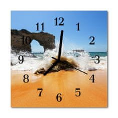 tulup.si Steklena kvadratna ura Plaža 30x30 cm Črne kazalke