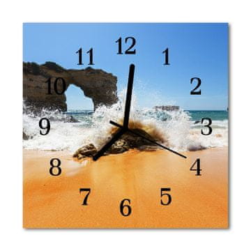 tulup.si Steklena kvadratna ura Plaža 30x30 cm Črne kazalke