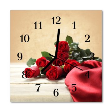 tulup.si Steklena kvadratna ura Roses 30x30 cm Črne kazalke