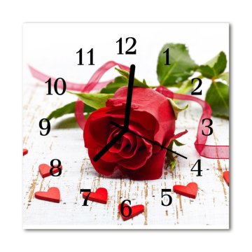tulup.si Steklena kvadratna ura Rose 30x30 cm Črne kazalke