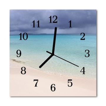 tulup.si Steklena kvadratna ura Plaža 30x30 cm Črne kazalke