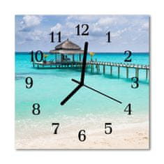 tulup.si Steklena kvadratna ura Plaža 30x30 cm Črne kazalke