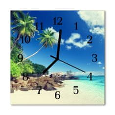 tulup.si Steklena kvadratna ura Plaža s palmami 30x30 cm Črne kazalke