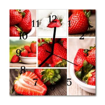 tulup.si Steklena kvadratna ura Jagode 30x30 cm Črne kazalke