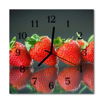 tulup.si Steklena kvadratna ura Jagode 30x30 cm Črne kazalke