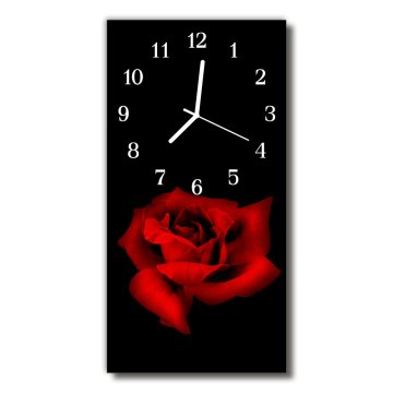 tulup.si Steklena navpična ura Cvetje red rose 30x60 cm Bele kazalke