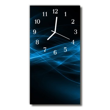 tulup.si Steklena navpična ura Art abstrakcija modra 30x60 cm Bele kazalke