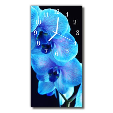 tulup.si Steklena navpična ura Modra roža 30x60 cm Bele kazalke