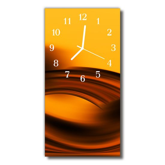 tulup.si Steklena navpična ura Art waves abstract oranžna 30x60 cm Bele kazalke