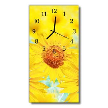 tulup.si Steklena navpična ura Sončnična rumenimi cvetovi 30x60 cm Črne kazalke