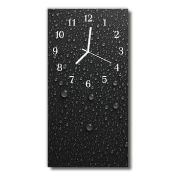tulup.si Steklena navpična ura Narava kapljice črna 30x60 cm Bele kazalke