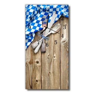 tulup.si Steklena navpična ura Kuhinja les barve kuhinja 30x60 cm Črne kazalke