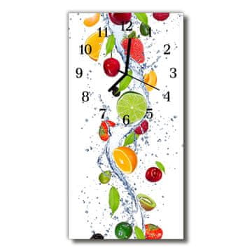 tulup.si Steklena navpična ura Kuhinja sadje barva vode 30x60 cm Črne kazalke