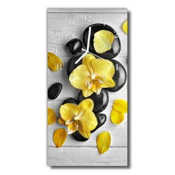 tulup.si Steklena navpična ura Cvetje obarvani kamni 30x60 cm Bele kazalke