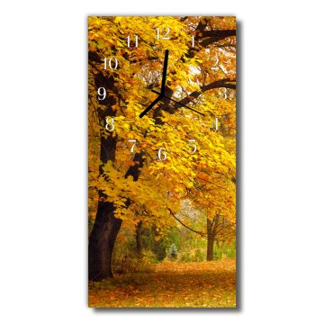 tulup.si Steklena navpična ura Narava tree jesenski gozd zlata 30x60 cm