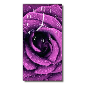 tulup.si Steklena navpična ura Rose kapljice rdeče rože 30x60 cm Bele kazalke