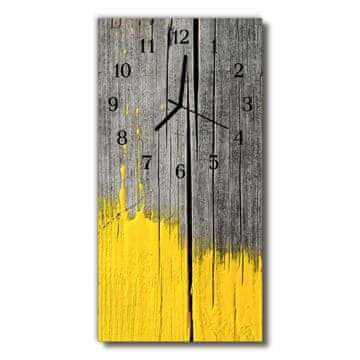 tulup.si Steklena navpična ura Les barve rumena 30x60 cm Črne kazalke