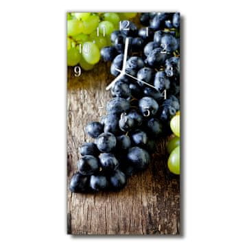 tulup.si Steklena navpična ura Barva sadja kuhinja grozdni 30x60 cm Bele kazalke