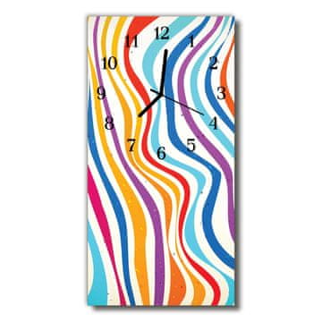 tulup.si Steklena navpična ura Narava pisane valovi 30x60 cm Črne kazalke