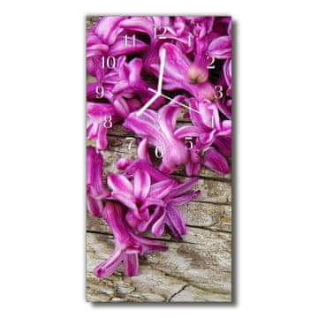 tulup.si Steklena navpična ura Cvetje wood 30x60 cm Bele kazalke