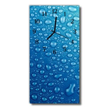 tulup.si Steklena navpična ura Narava kapljice vode modra 30x60 cm Črne kazalke