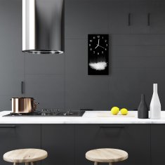 tulup.si Steklena navpična ura Črna pero kosme 30x60 cm Bele kazalke
