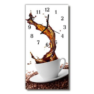 tulup.si Steklena navpična ura Kuhinja coffee cup 30x60 cm Črne kazalke