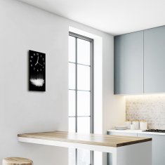 tulup.si Steklena navpična ura Črna pero kosme 30x60 cm Bele kazalke