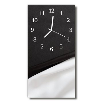 tulup.si Steklena navpična ura Klasična črna in bela 30x60 cm Bele kazalke