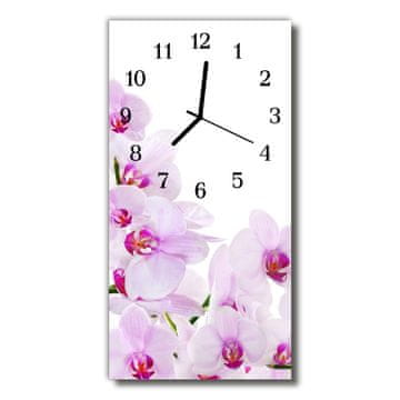 tulup.si Steklena navpična ura Cvetje vijolične orhideje 30x60 cm Črne kazalke