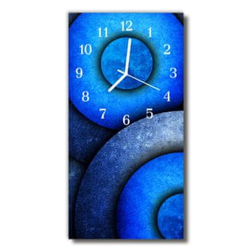 tulup.si Steklena navpična ura Modra geometrija krog 30x60 cm Bele kazalke