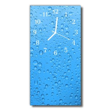 tulup.si Steklena navpična ura Narava kapljice vode modra 30x60 cm Bele kazalke